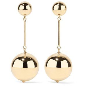 METAL GOLD BEADS BALL EARRINGS